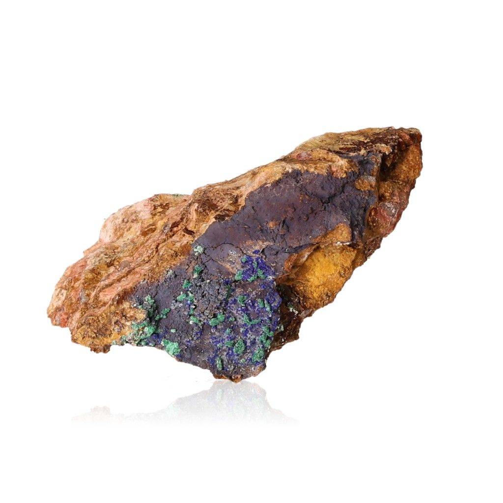 Azurite with malachite mineral rock displaying deep blue and green hues, ideal for collectors and spiritual seekers.