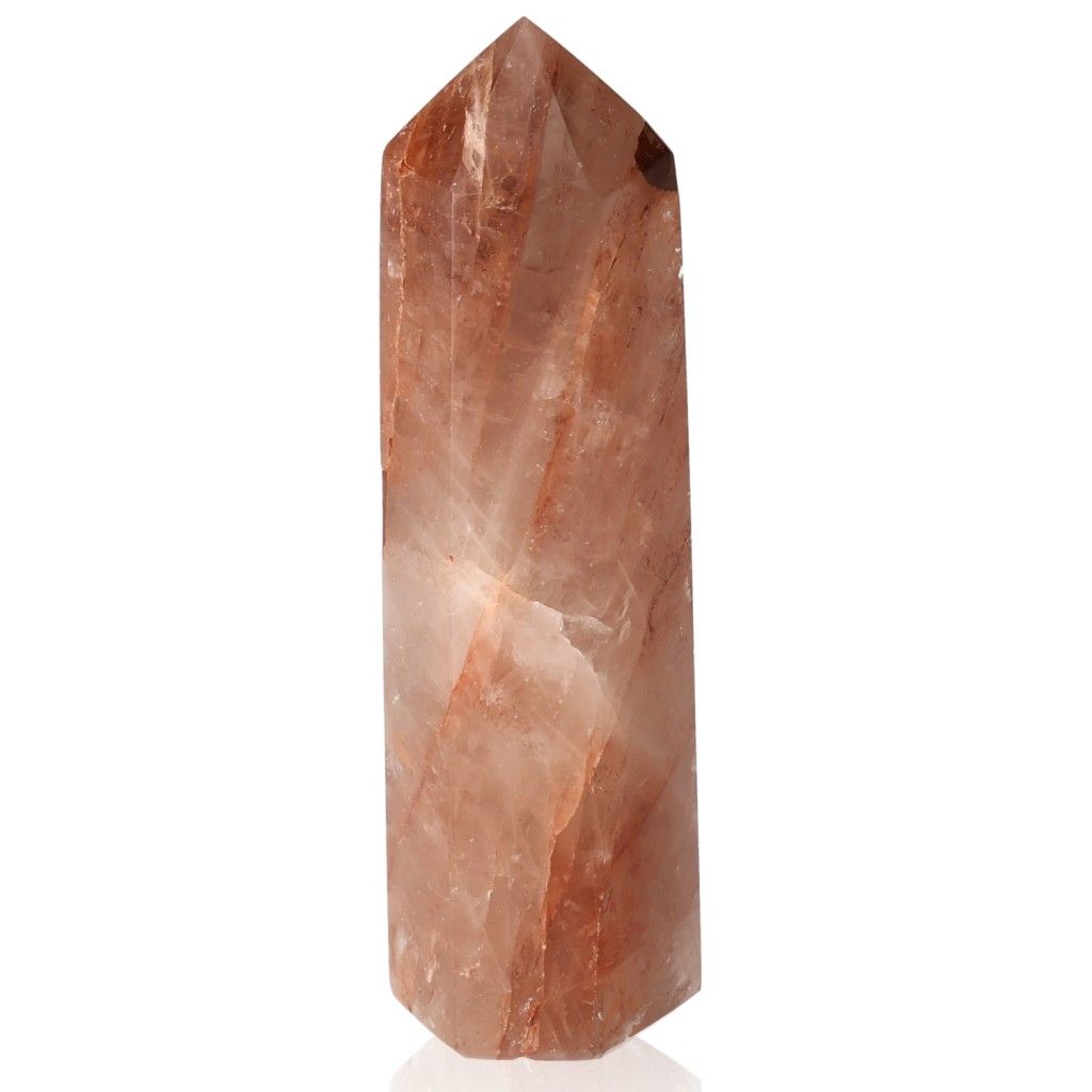 Red Calcite Tower crystal for chakra balancing and zodiac energy alignment. Unique quartz variety for body and soul healing.