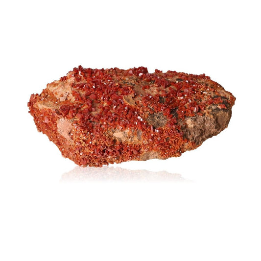 Vanadinite druzy stone for focus, motivation, and personal transformation, promoting resilience and determination.