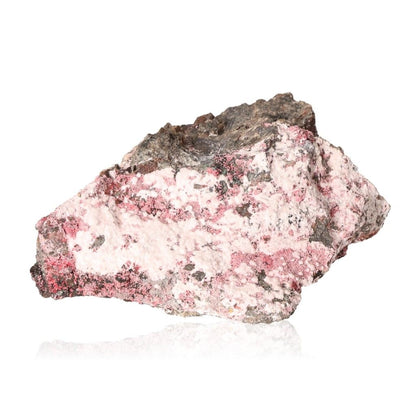 Picropharmacolite mineral with soft pink and white crystal formations, promotes emotional clarity and inner peace, perfect for collectors.