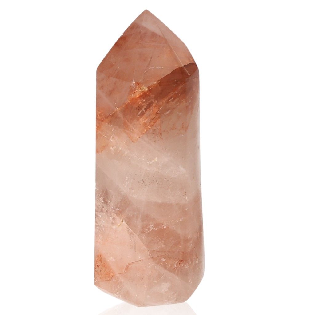 Red Calcite Tower crystal for chakra healing and spiritual energy balancing.