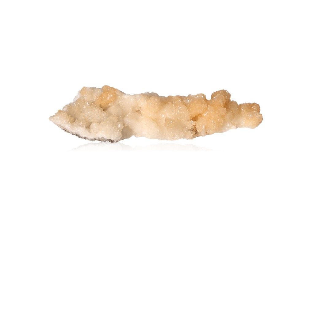 Cave calcite stalactite cluster showcasing natural mineral formations and layered textures against a white background.