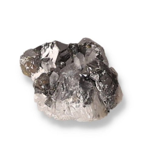 Galena with Quartz mineral cluster showcasing transformation and grounding properties for spiritual practices.