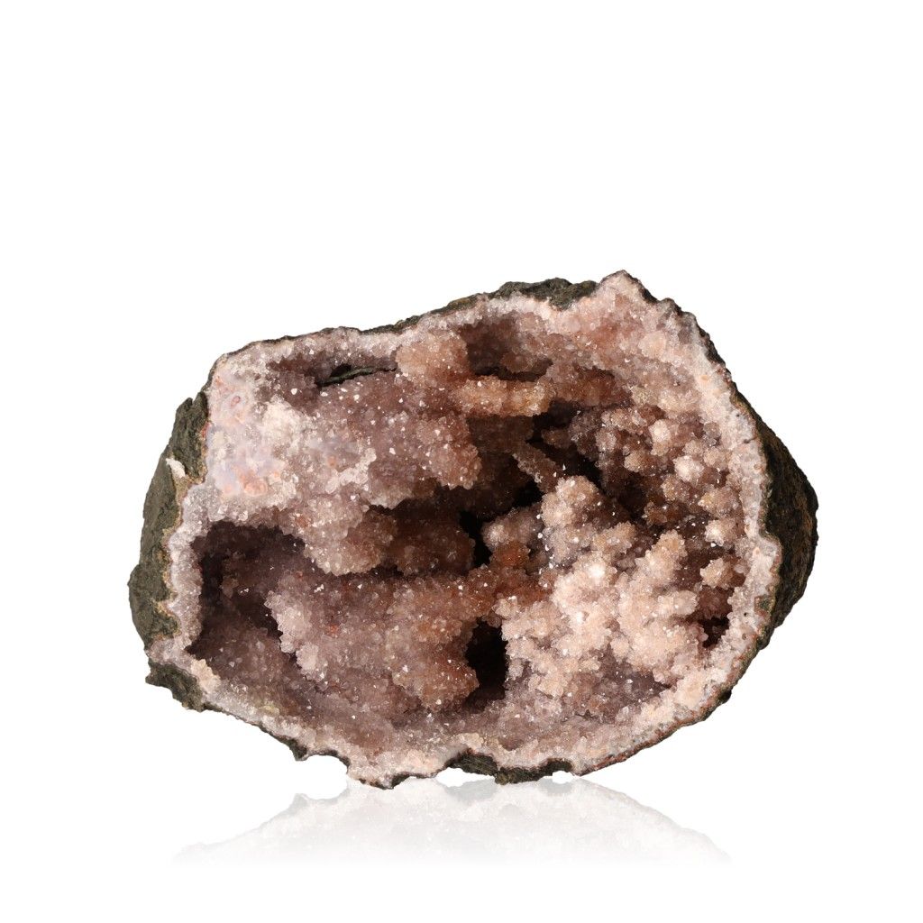 Amethyst druzy stone with calming properties, enhances concentration and emotional stability, boosts energy, reduces stress.