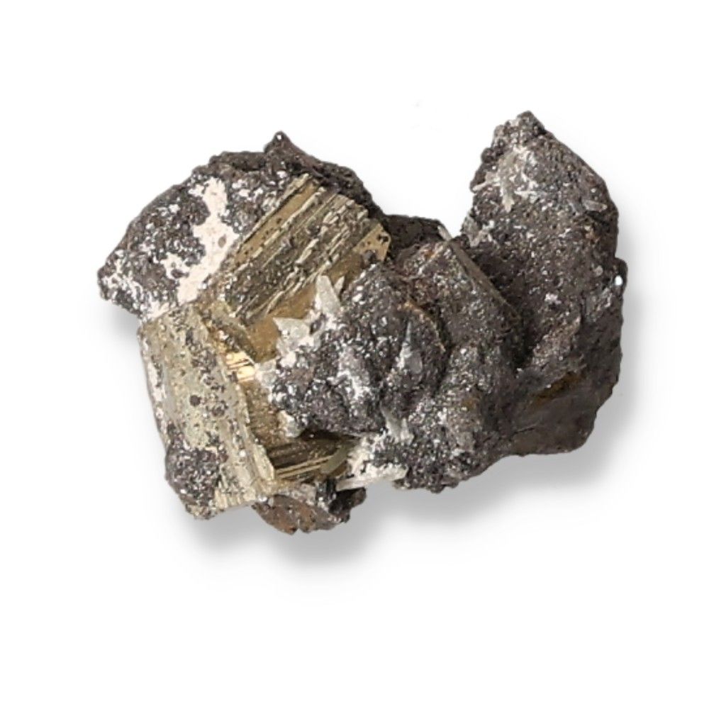 Galena with pyrite mineral stone for transformation and grounding in spiritual practices.