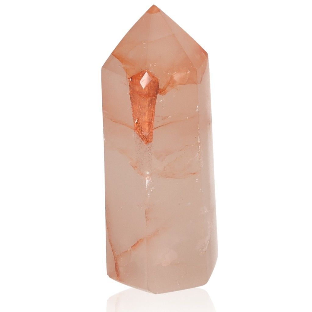 Red Calcite Tower Quartz Crystal for Chakra Healing and Zodiac Energy Support