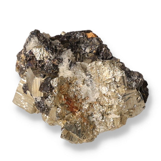 Pyrite with sphalerite mineral cluster, promoting independence and courage for personal growth and goal achievement.