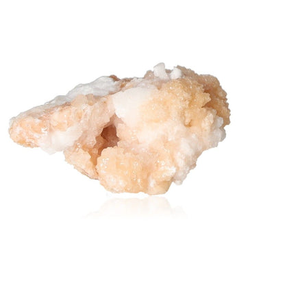 Cave calcite stalactite cluster with intricate textures showcasing natural beauty and energy on a white background.