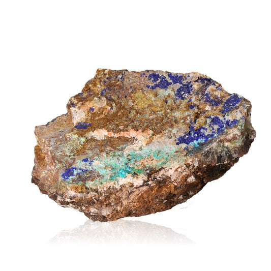 Azurite with Malachite rock showcasing deep blue and green patterns, ideal for mental clarity, self-awareness, and personal growth.