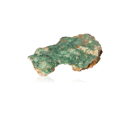 Malachite druze stone with green and earthy tones, known for soothing energy and promoting courage and optimism.