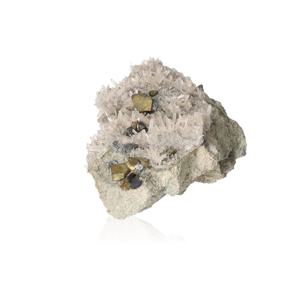 Chalcopyrite crystal cluster with sphalerite, galena, and quartz for healing, stress relief, and boosting self-confidence