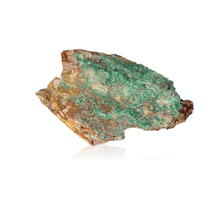 Malachite druzy stone with green and brown hues, known for soothing energy and promoting courage and optimism.