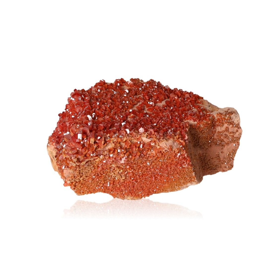 Vanadinite druzy stone for focus, motivation, and personal transformation, enhancing resilience and goal achievement.